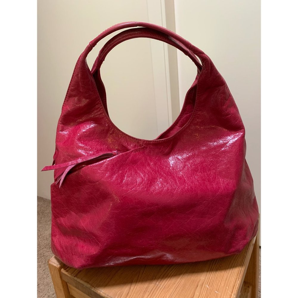 Raspberry Leather Shoulder Bag